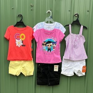 Girls T-Shirts & Shorts 7-Piece Summer Bundle Size 5T